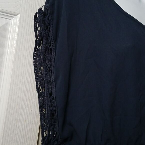 Blush navy blouse elastic waist Sz XL EUC - Picture 4 of 8